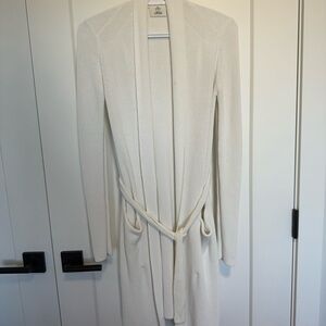 Wilfred Ivory Open-Knit Long Cardigan with Tie